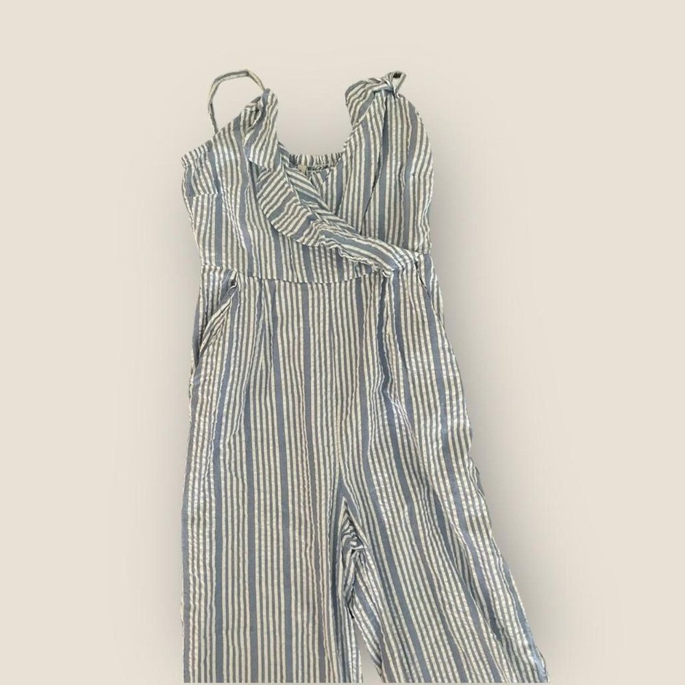 Stradivarius Lightweight Blue And White Jumpsuit